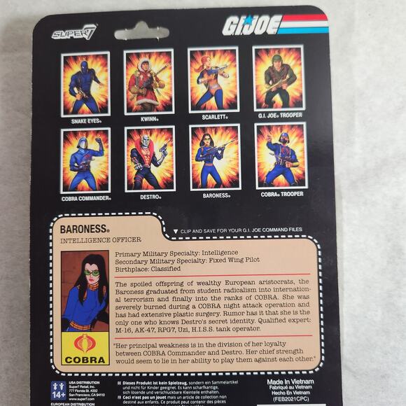 G. I. Joe Super 7 Reaction Figures Baroness 3.75" Figure New Sealed Hasbro 2021 - Picture 6 of 8
